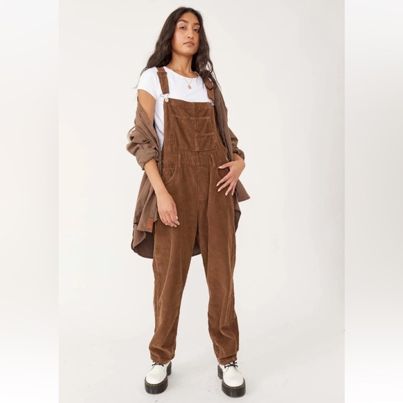 Free People Ziggy Cord Overalls Wild Mustang L We The Free - Picture 4 of 9